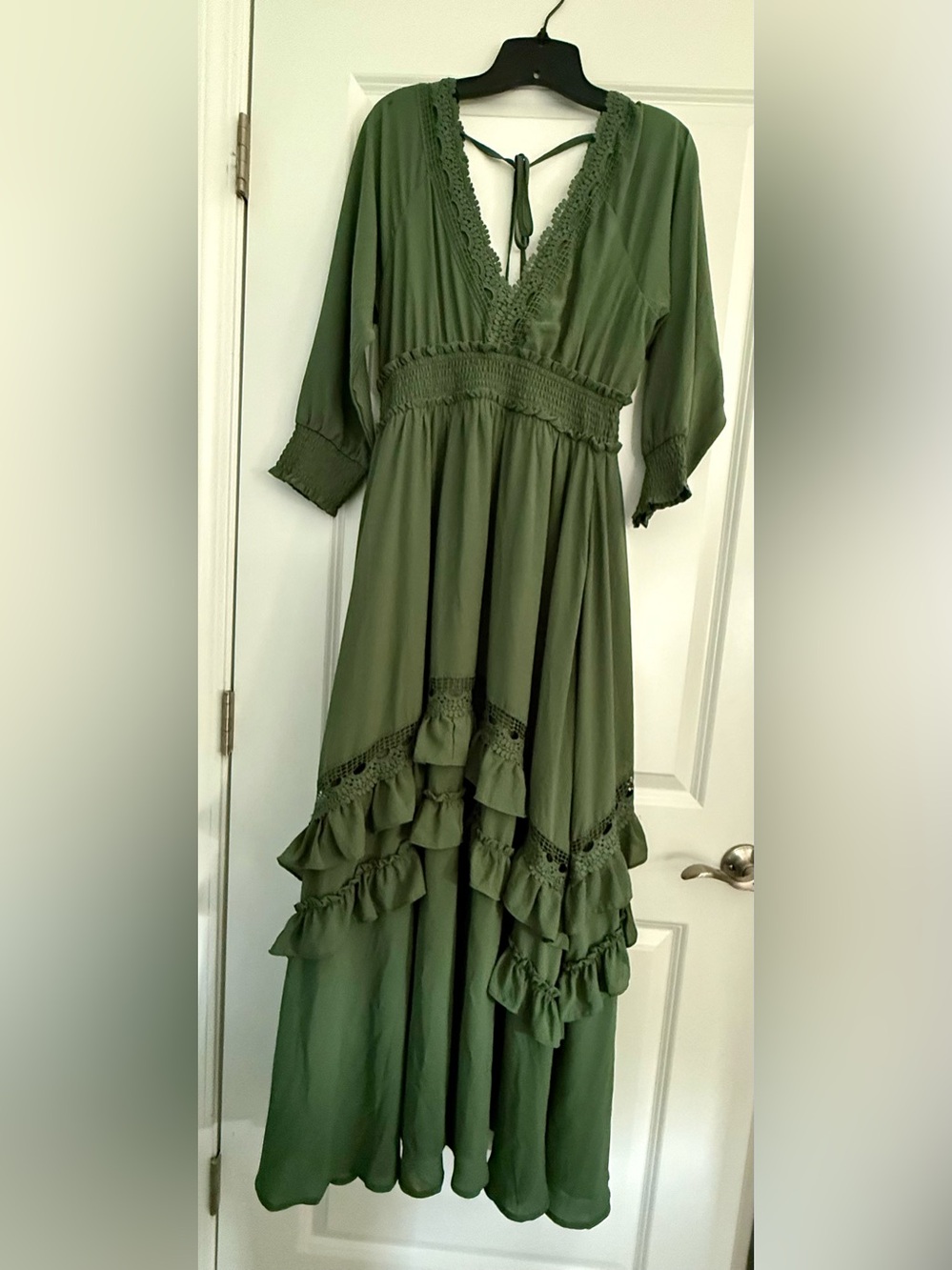 Baltic Born Green Maxi Dress Long Sleeve Flowy NWT